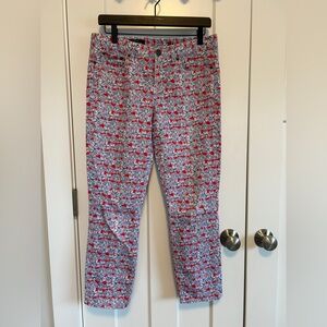 J. Crew Matilda Red and Blue Floral Jeans